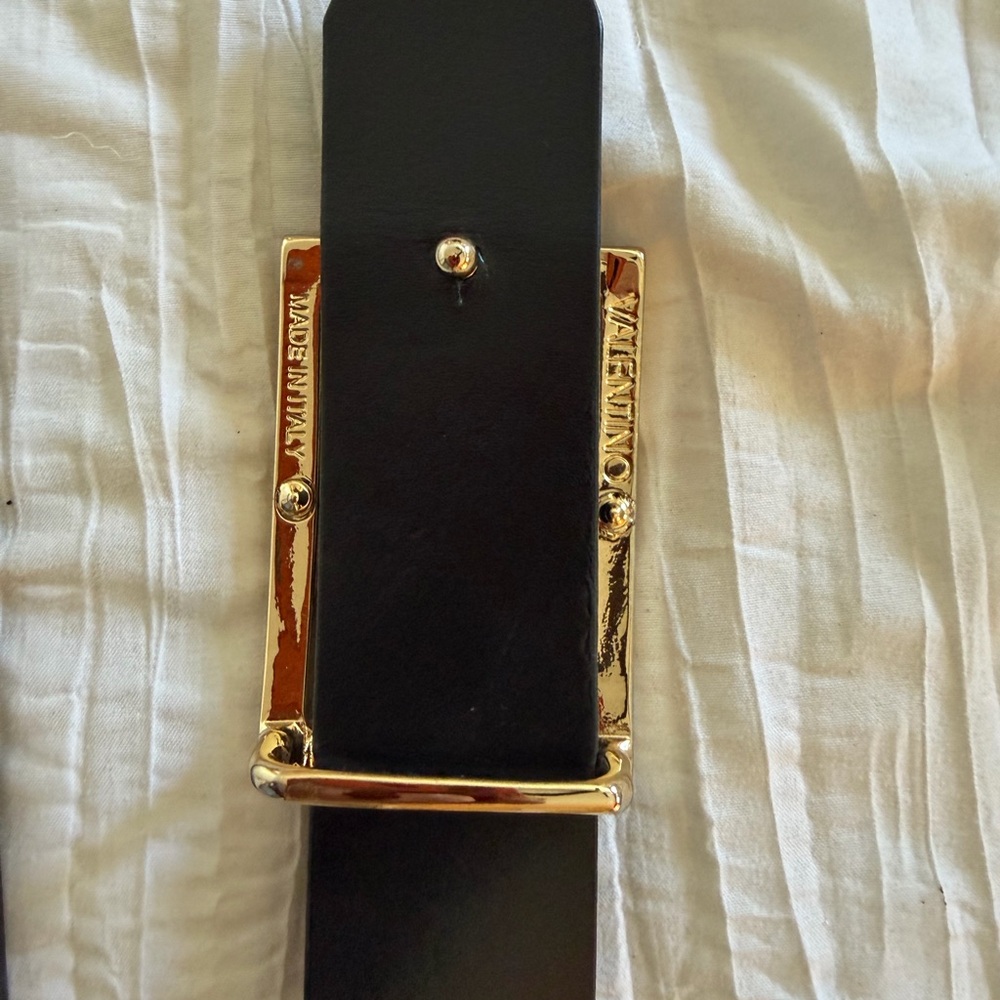 Valentino Belt with Gold Geometric Buckle - Picture 2 of 3